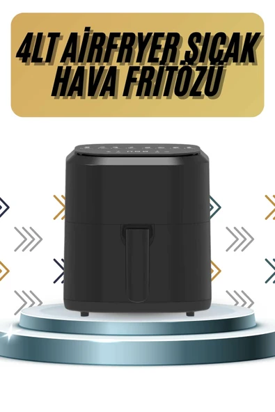 4L Airfryer Hazneli Hava Fritözü Yağsız Fritöz Taşınabilir Fırın İşlevi Gören Pratik