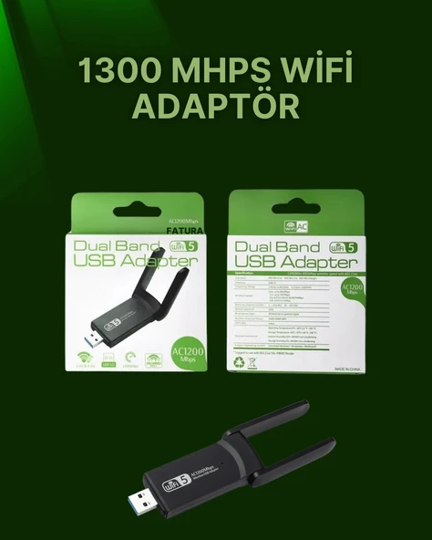 USB 3.0 Wireless Adaptör – 2.4GHz & 5GHz Destekli