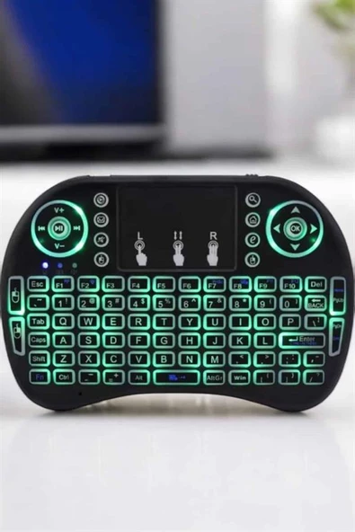 TV Uyumlu Mini Klavye Q Klavye Işıklı Tüm Cihazlara Uyumlu