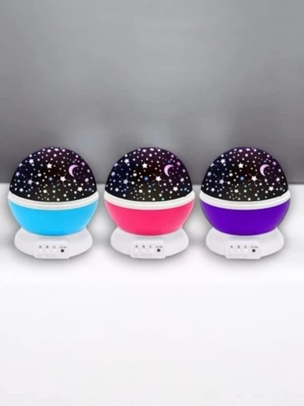 Dönen Renkli Gökyüzü Projektörlü Gece Lambası - Resim 3