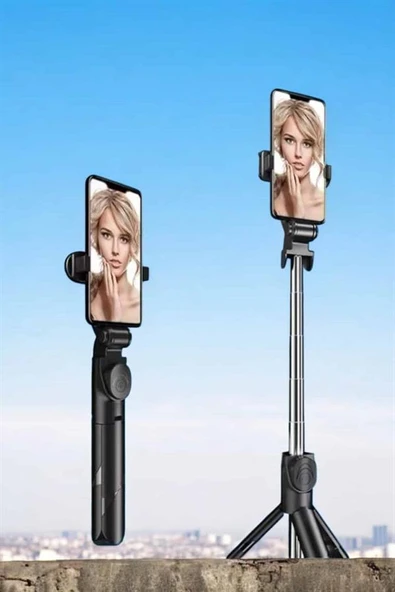 Tripod Kablosuz Bluetooth Bağlantılı Selfie Çubuğu 360 Derece Dönebilen - 3