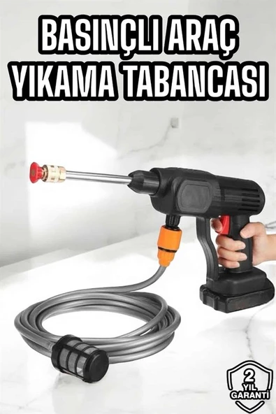 Yeni Nesil Araç Yıkama Şarjlı Tabancası Basınçlı Su Hazneli - 2