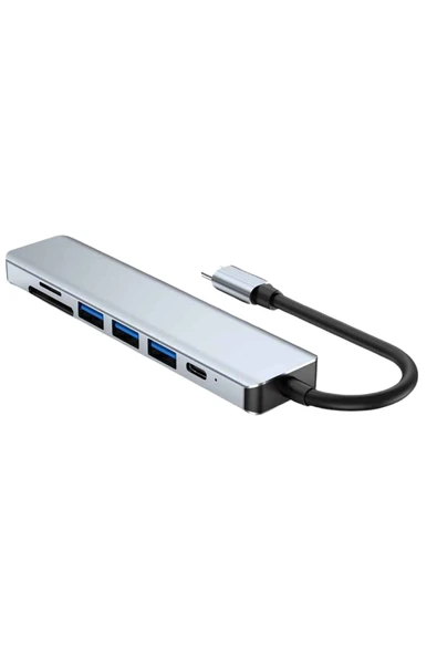 8 Portlu Macbook Çevirici Type C Hub SD TF USB Çoğaltıcı Ethernet - 2