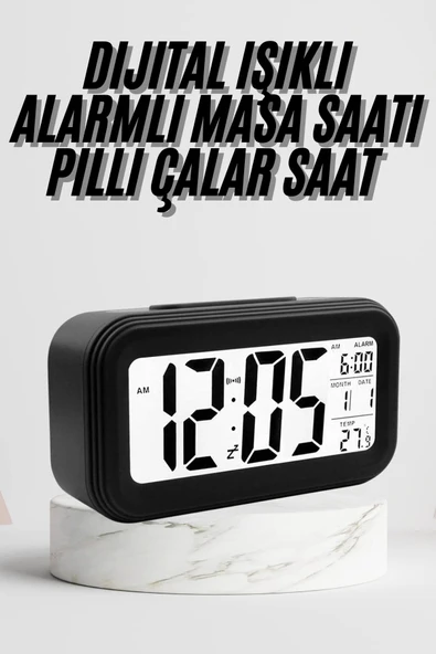 Dijital Masa Saati Termometre Takvim Led Ekran Pilli Ev Ofis Masası