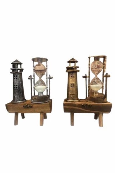 Dekoratif Kum Saati Deniz Feneri Retro Masa Hediyeli Eşya - 3