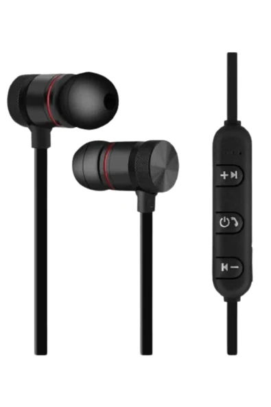 Sports Mıknatıslı Siyah Bluetooth Kulaklık Kablolu Uzun Pil Ömrü - Resim 3