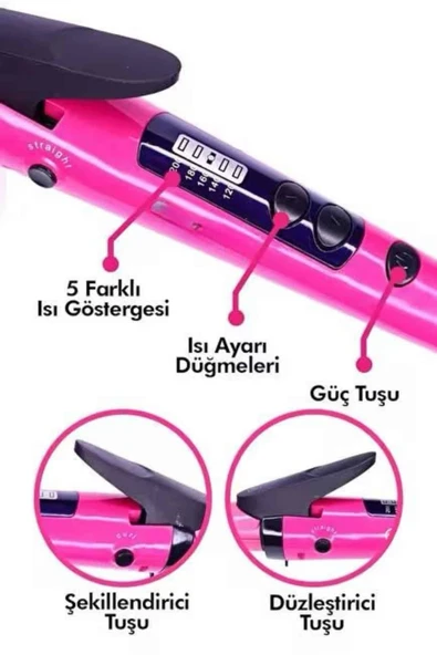 Saç Düzleştirici Şekillendirici Saç Maşası İkili Şekillendirici Isı Ayarlı - 2