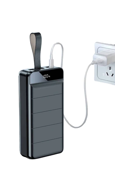 Taşınabilir Powerbank 50.000 mAh 4 Girişli Hızlı Şarj Led Göstergeli Fenerli Şarj - Resim 3