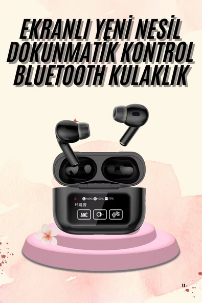 Kulak İçi Bluetooth Kulaklık Ekranlı Müzik Dinleme Çağrı Cevaplama Siyah ürün görseli 1