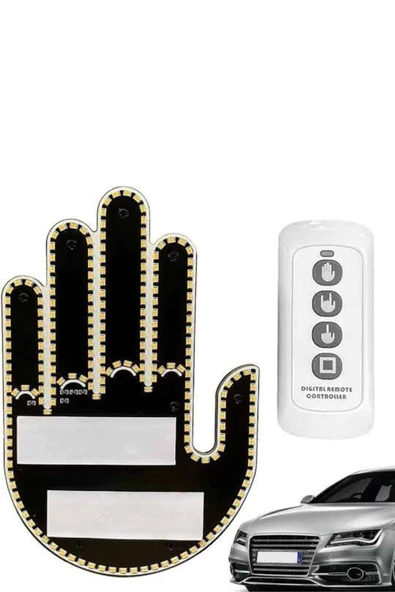 El Orta Parmak Led Kumandalı Araç İçi Reflektör Arka Cam El Simgesi - 3