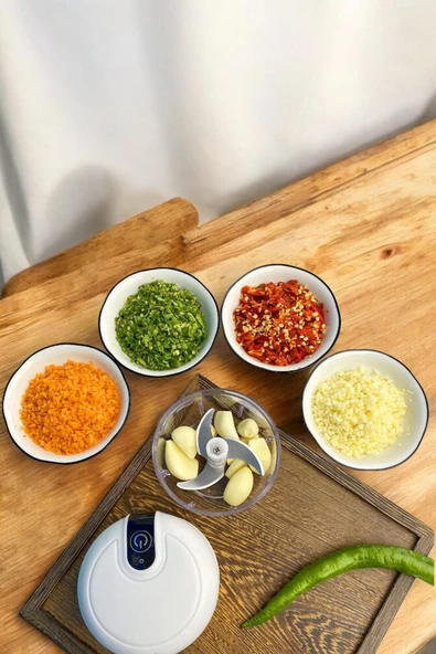 Şarjlı Mini El Rondosu Doğrayıcı Taşınabilir 250 ml Çelik lı - 2