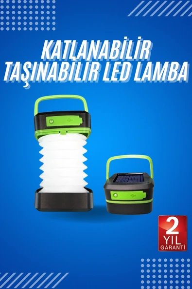 Kamp Lambası Katlanabilir Lamba Solar Şarjlı Led Lamba El Fenerli