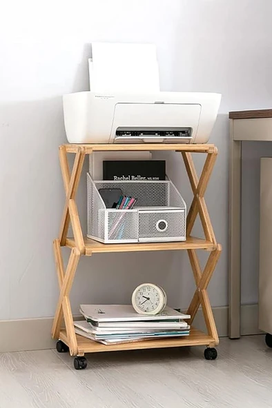 Digithome Bambu 3 Raflı Tekerlekli Sehpa Düzenleyici Raf Çok Amaçlı Organizer DB-0023 - 4