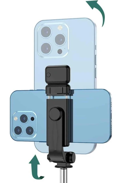 Tripod Selfie Çubuğu Bluetooth Kumandalı Kablosuz Led Işıklı - 2