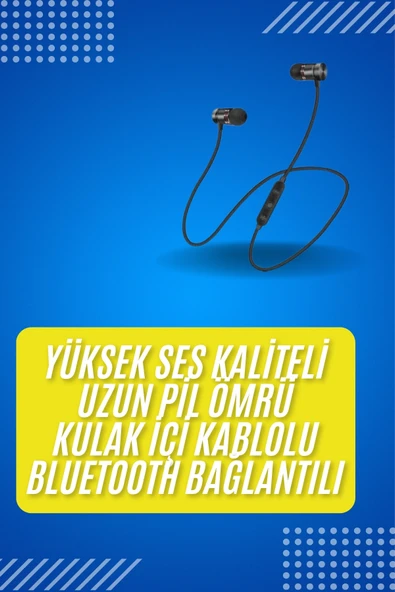 Bluetooth Bağlantılı Kablolu Mıknatıslı Sport Kulaklık - Resim 2