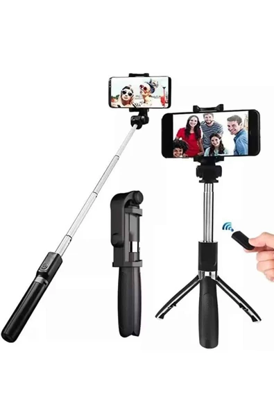 Selfie Çubuğu Tripod Bluetooth Kumandalı Selfie Çubuğu Telefon Tutucu - 2