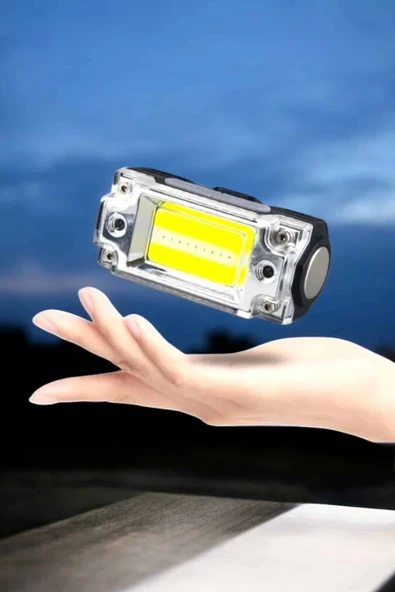 Beyaz Led Işık Sensörlü Kafa Lambası Lityum Batarya Led El Fenerli Şarjlı - 2