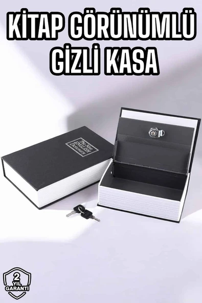 Büyük Boy Anahtarlı Kitap Görünümlü Gizli Kasa Çelik Kasa Altın Kasası - 1