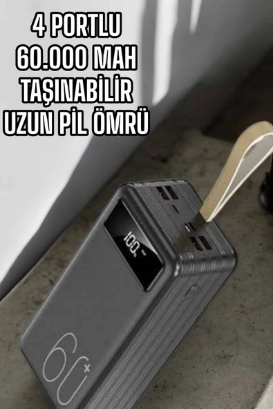 Powerbank 60.000 MAH Dijital Göstergeli 4 Portlu Taşınabilir - 2