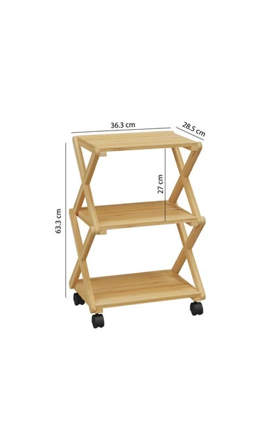 Digithome Bambu 3 Raflı Tekerlekli Sehpa Düzenleyici Raf Çok Amaçlı Organizer DB-0023 - 6