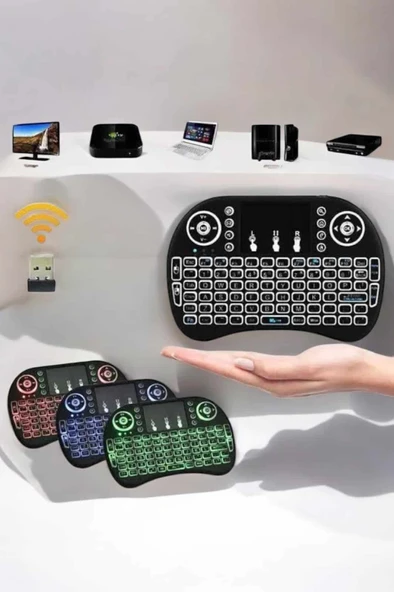 TV Uyumlu Mini Klavye Q Klavye Işıklı Tüm Cihazlara Uyumlu - 3