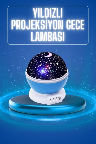 Yıldızlı Gece Lambası Mor Projeksiyon Görünümlü Masa Lambası Renk Değiştirebilen