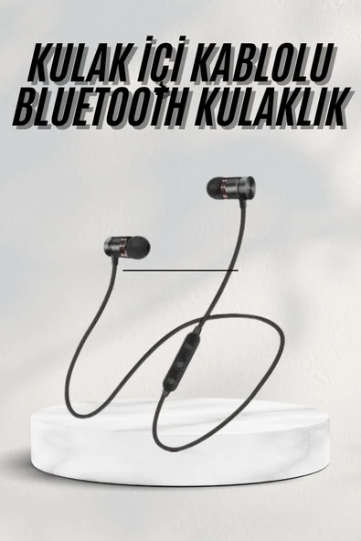 Sports Mıknatıslı Siyah Bluetooth Kulaklık Kablolu Uzun Pil Ömrü ürün görseli 1