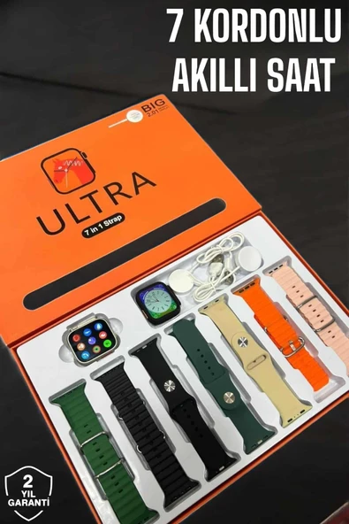 Akıllı Saat 7 Kordonlu Metal,Plastik Ve Hasır Kordon Seçeneği ürün görseli 1