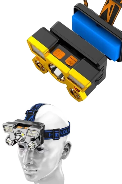 El Feneri Süper Kafa Lambası 4 Modlu 5 Led Kafa Feneri - 3