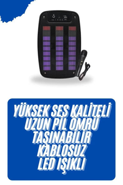 Kablosuz Hoparlör İOS ve Android Uyumlu Şarjlı SD Kart Girişli Bluetooth Hoparlör - 2