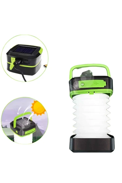 Kamp Lambası Katlanabilir Lamba Solar Şarjlı Led Lamba El Fenerli - 2