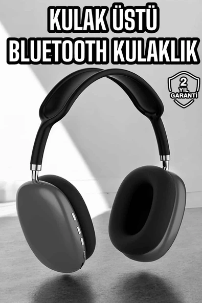 P9 Plus Kulaklık Siyah Bluetooth Bağlantılı Kulak Üstü Kablosuz ANC Özelliği ürün görseli 1
