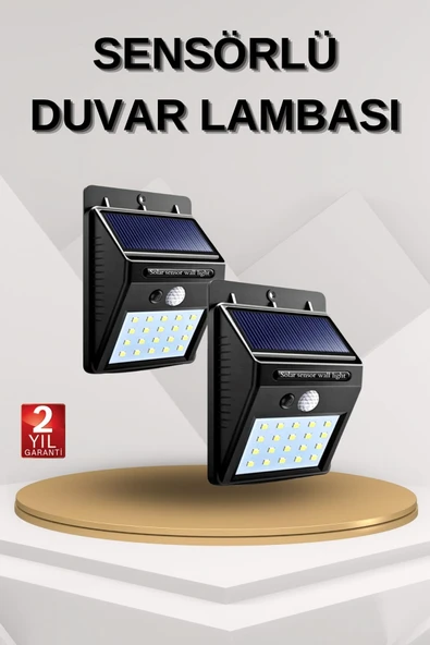 Solar Sensörlü Duvar Lambası Bahçe Lamba 20 Led Işık ürün görseli