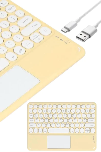 Touchpad Uyumlu Bluetooth Klavye Slim Kablosuz Wifi Q Klavye - 3