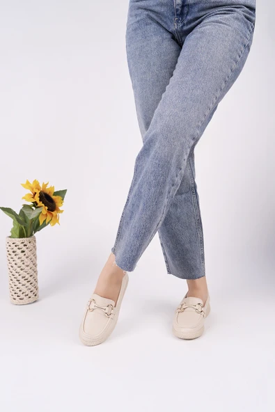 Muggo POLARA Kalın Taban Toka Detaylı Kadın Günlük Loafer Ayakkabı - 6