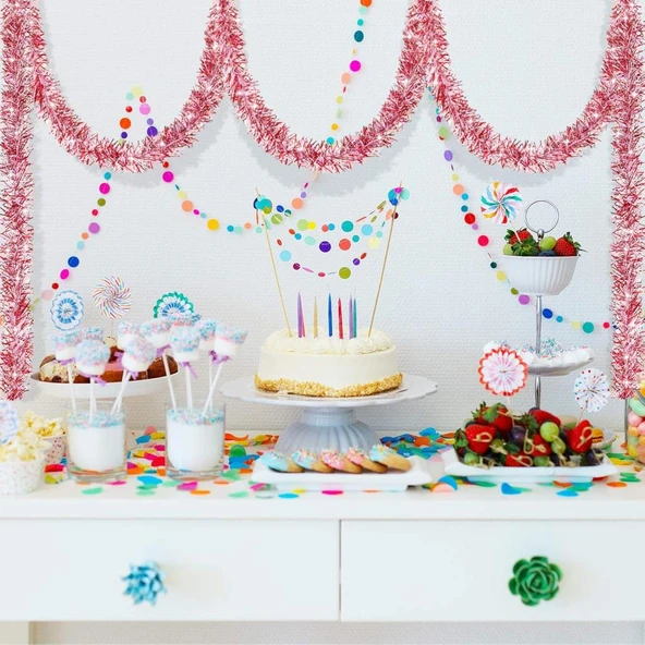 Parti İçin Sim Süs 2 Metre Uzunluk 6 cm Genişlik Pembe Renk İthal - 3