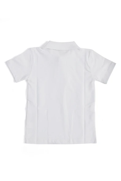 Beyaz Kısa Kol Düz Renk Yakalı 6-17 Yaş Çocuk Okul Lakos Tişört Polo Yaka T-shirt - 3
