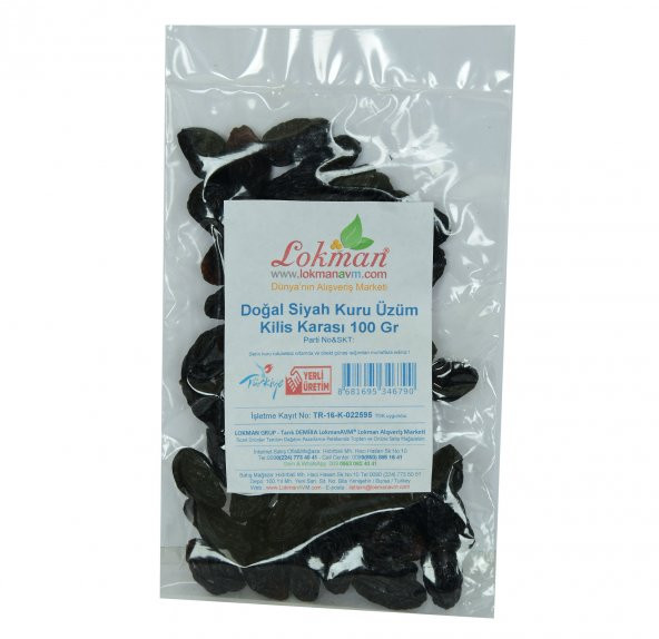 LokmanaVM Kilis Karası Siyah Kuru Üzüm 100 Gr Paket - 2