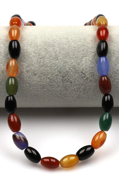 Renkli Akik Doğaltaş Dizi 8 x 12 mm Arpa Kesim - Resim 2