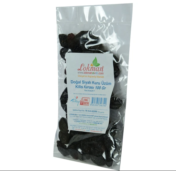 LokmanaVM Kilis Karası Siyah Kuru Üzüm 100 Gr Paket - Resim 4