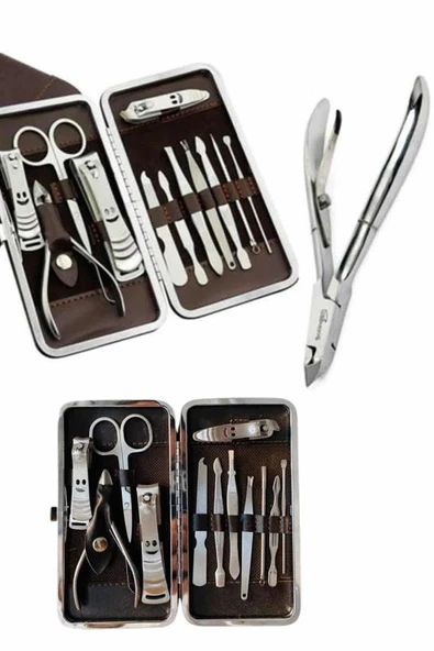 Tırnak Bakım Seti Tırnak Düzeltme Batık 12 Parça Çanta Tipi Manikür Pedikür - 3