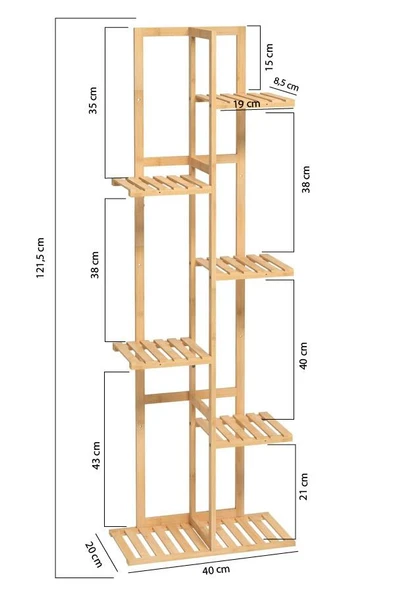 Digithome Bambu 6 Raflı Saksılık Çok Amaçlı Stand Çiçeklik Banyo Düzenleyici Havluluk DB-0025 - 8
