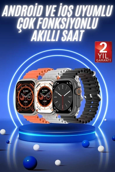 Akıllı Saat Ultra Android & İOS Uyumlu Arama Bildirim Özellikli - Resim 2