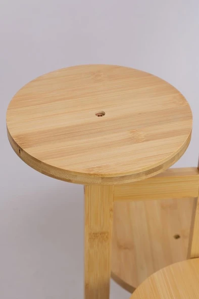 Digithome Bambu Yuvarlak Form 5 Raflı Saksılık Saksı Standı Çiçeklik Organizer DB-0036 - Resim 4