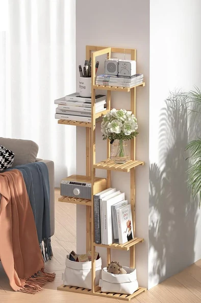 Digithome Bambu 6 Raflı Saksılık Çok Amaçlı Stand Çiçeklik Banyo Düzenleyici Havluluk DB-0025