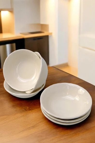 Digithome Mercan 6’lı Porselen Servis Salata Kasesi Çerezlik 13 Cm Beyaz C1-1-421 - 2