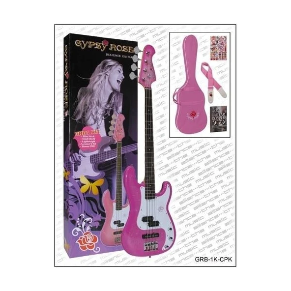 VALENCIA GRB1KCPK BASS GİTAR GYPSY ROSE SET PEMBE