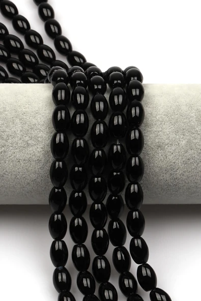 Siyah Akik Doğaltaş Dizi 8 x 12 mm Arpa Kesim ürün görseli