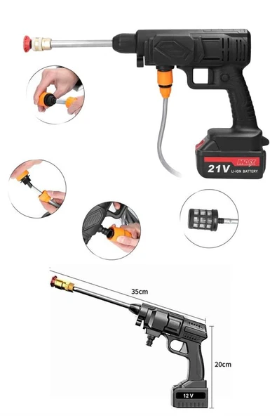 Akülü Oto Araç Yıkama Yüksek Basınçlı Araba Yıkama Makinesi Şarjlı - 4