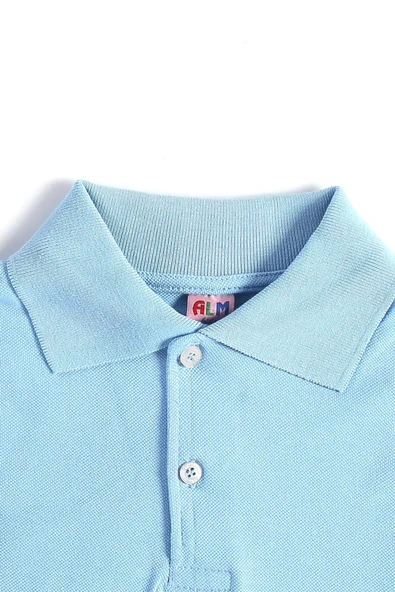 Mavi Kısa Kol Düz Renk Yakalı 6-17 Yaş Çocuk Okul Lakos Tişört Polo Yaka T-shirt - 3